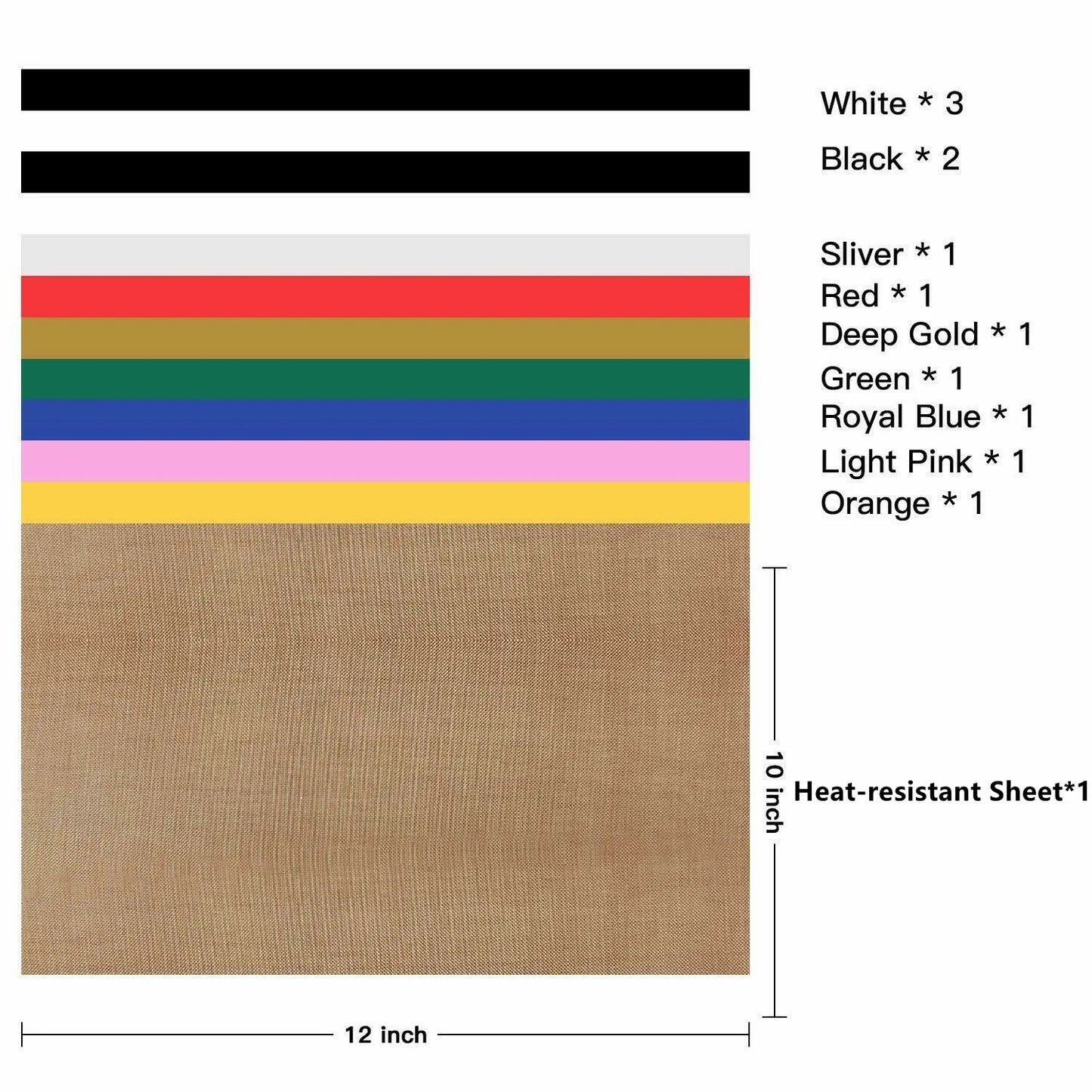 Multi-color PU Heat Transfer Vinyl Sheets 13Pack