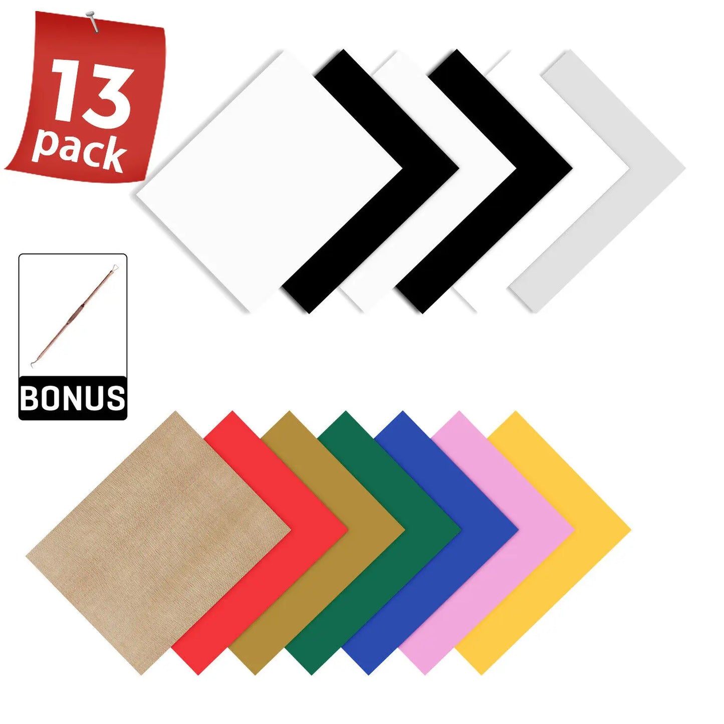 Multi-color PU Heat Transfer Vinyl Sheets 13Pack