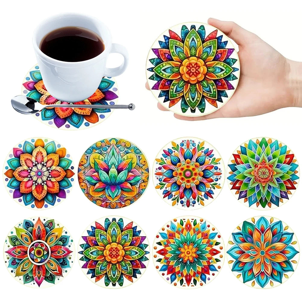 Wooden Diamond Art Coasters Kits 8Pieces