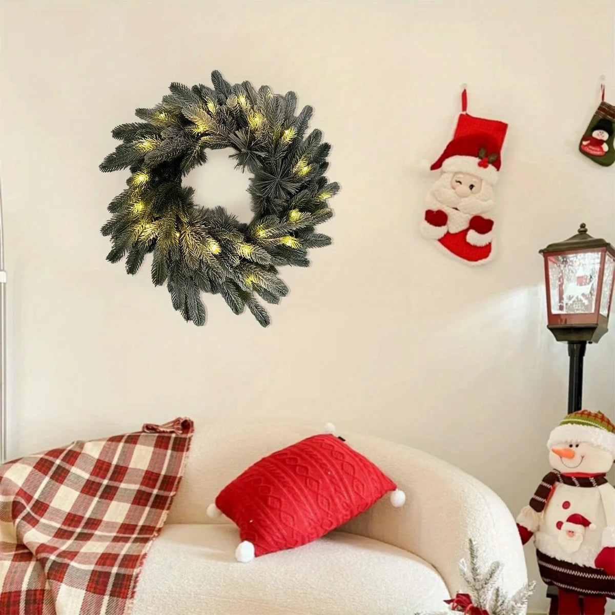 Pre-Lit Greenery Pine Cone Flocking Garland -1Piece