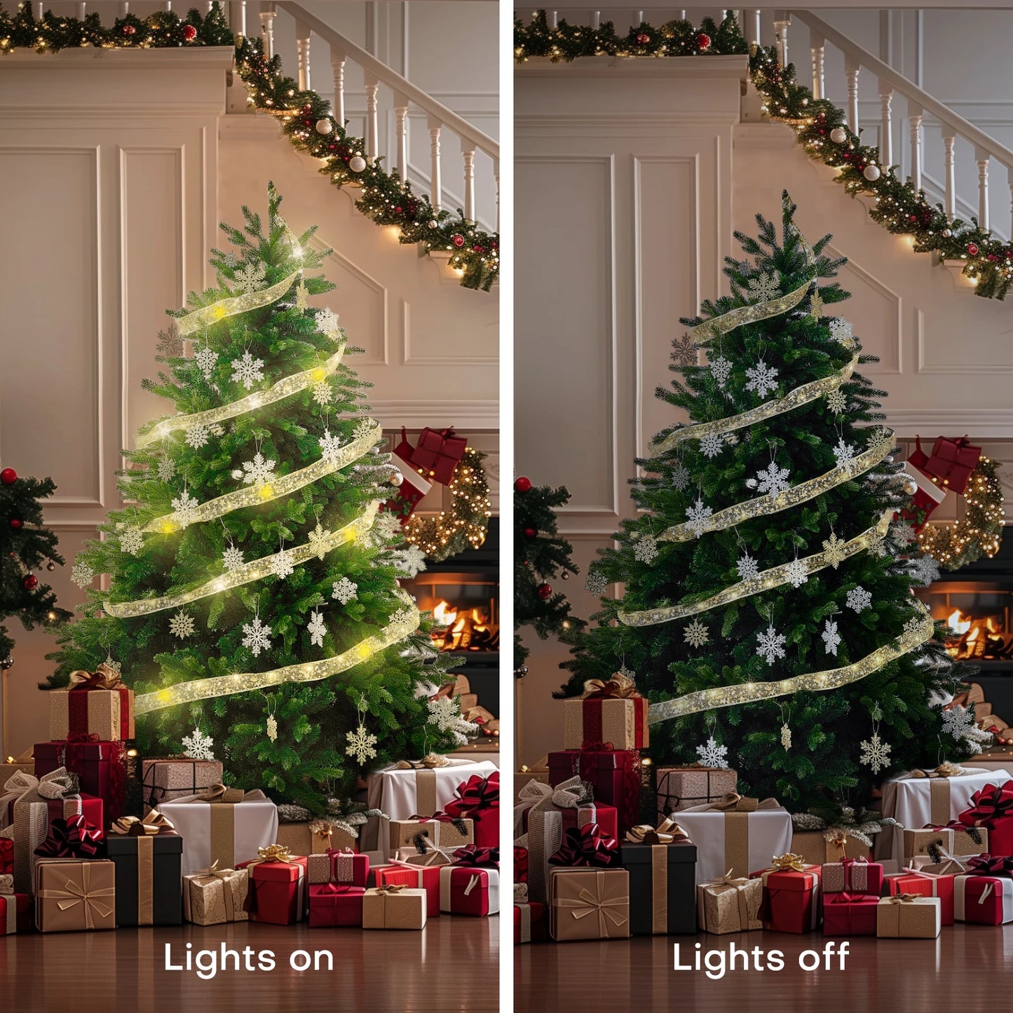 Wired Christmas Ribbon With Lights