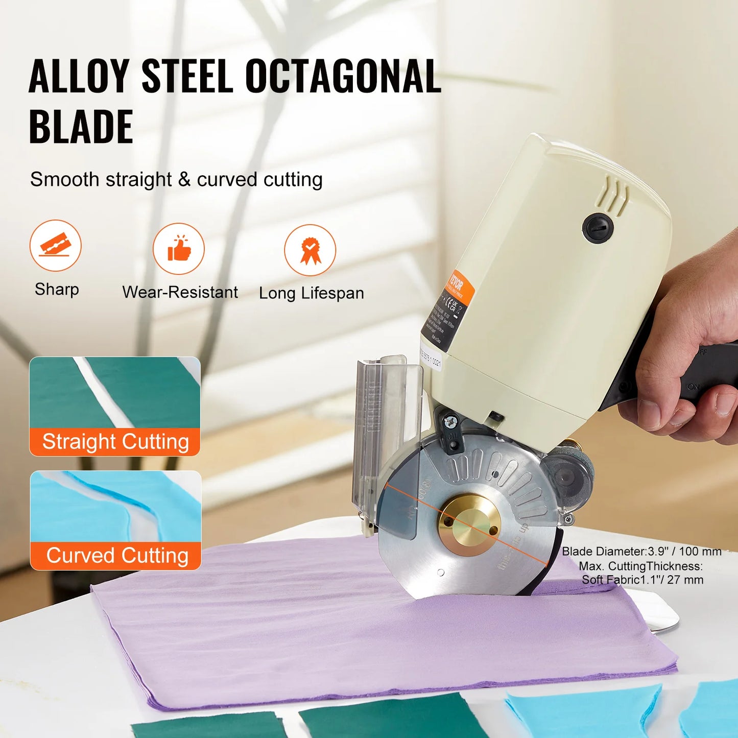 VEVOR Electric Rotary Fabric Cutting Machine