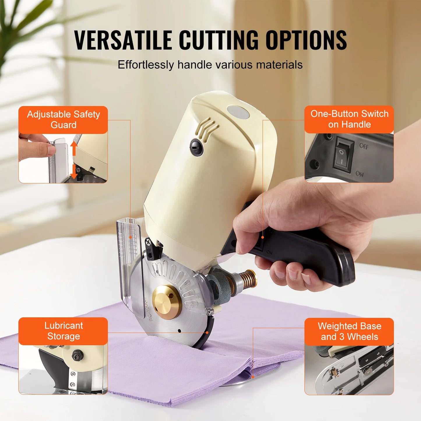 VEVOR Electric Rotary Fabric Cutting Machine