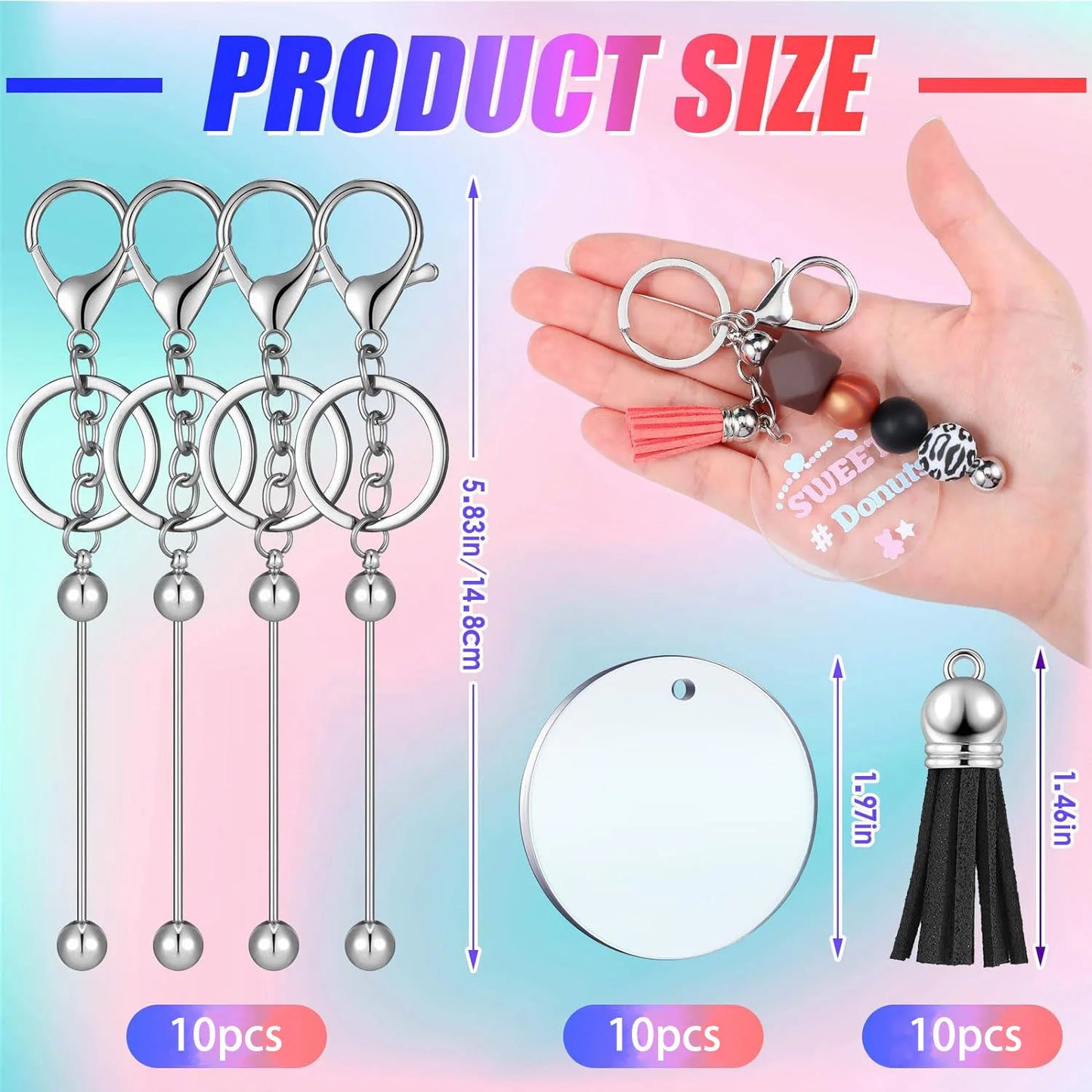 Beaded Keychain Bars Including Tassels For Jewelry