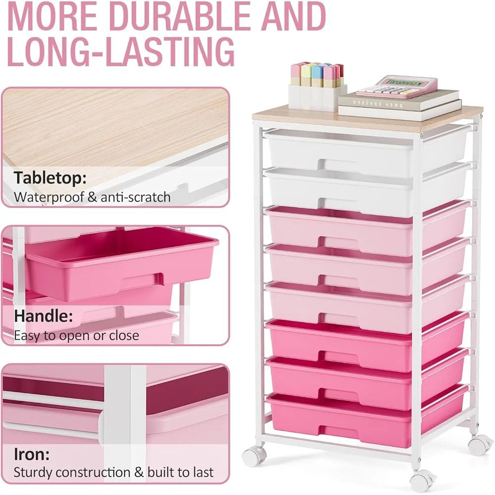 Rolling Storage Cart With 8 Drawers