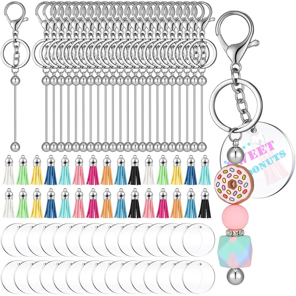 Beaded Keychain Bars Including Tassels For Jewelry