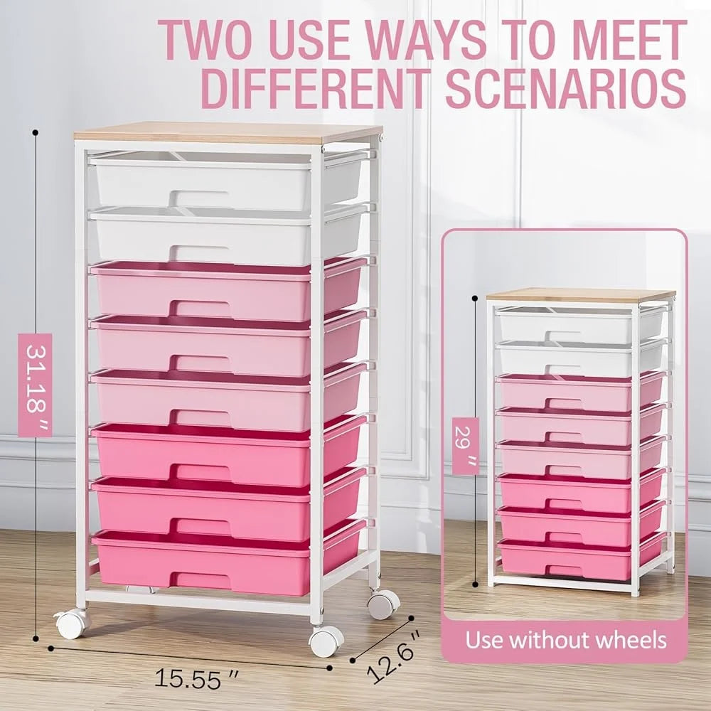 Rolling Storage Cart With 8 Drawers