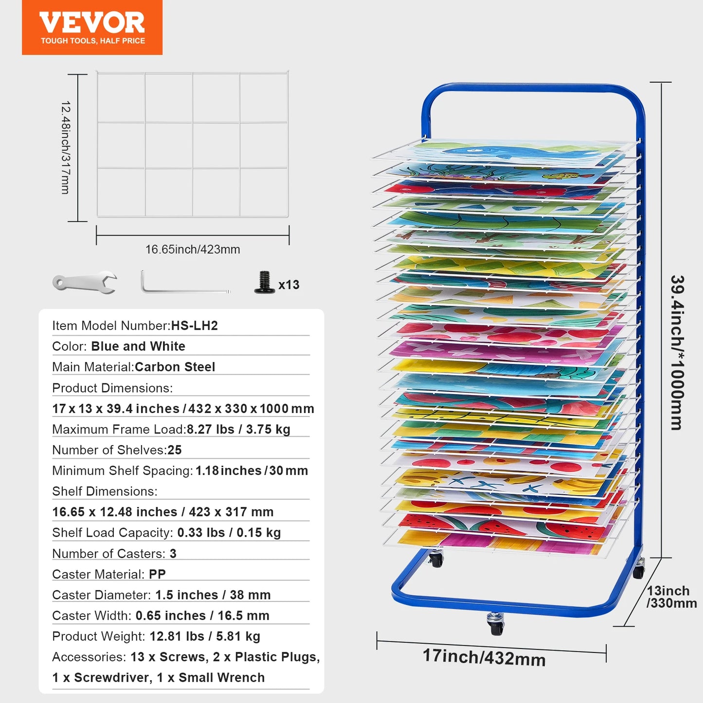 Art Drying Rack With Lockable Wheels