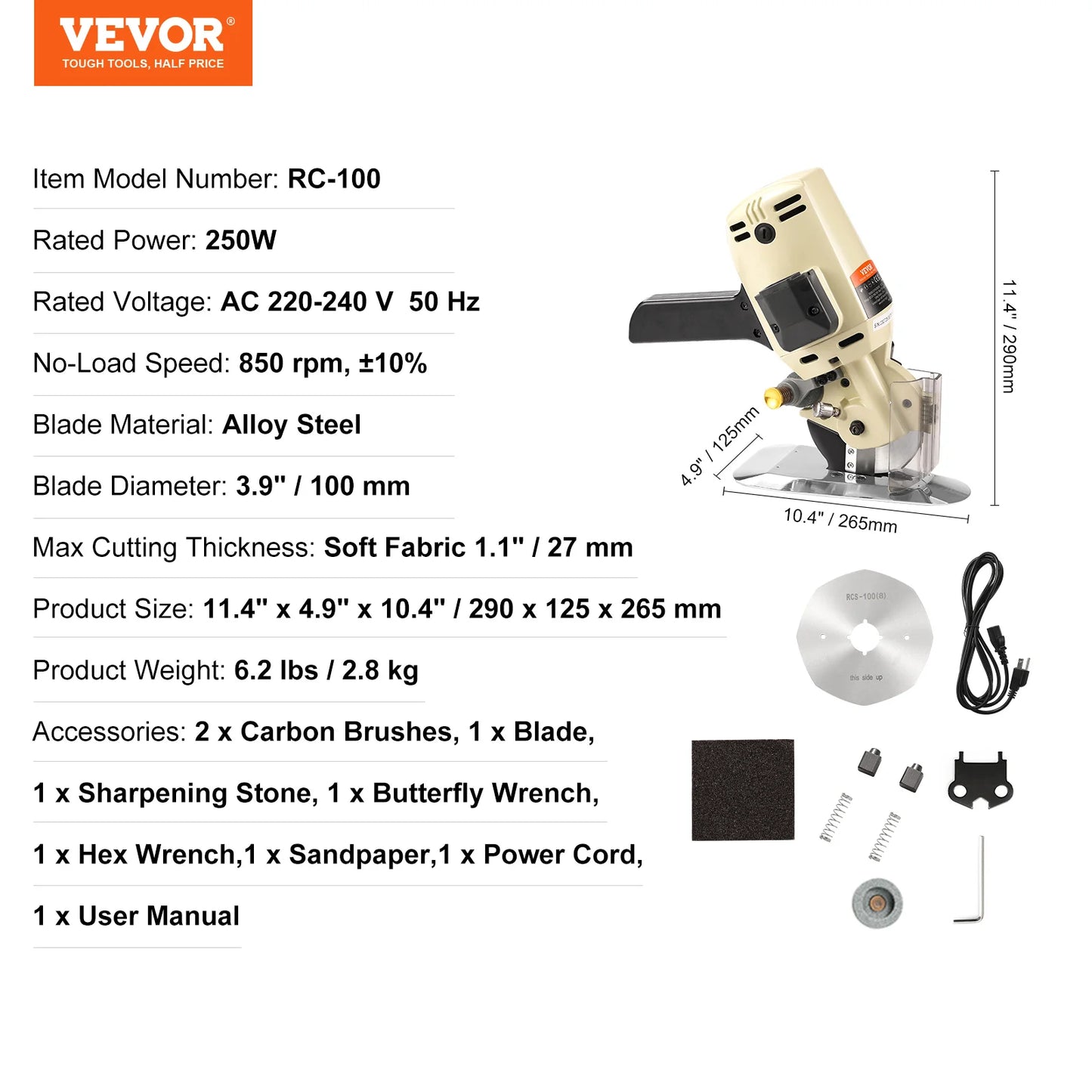 VEVOR Electric Rotary Fabric Cutting Machine