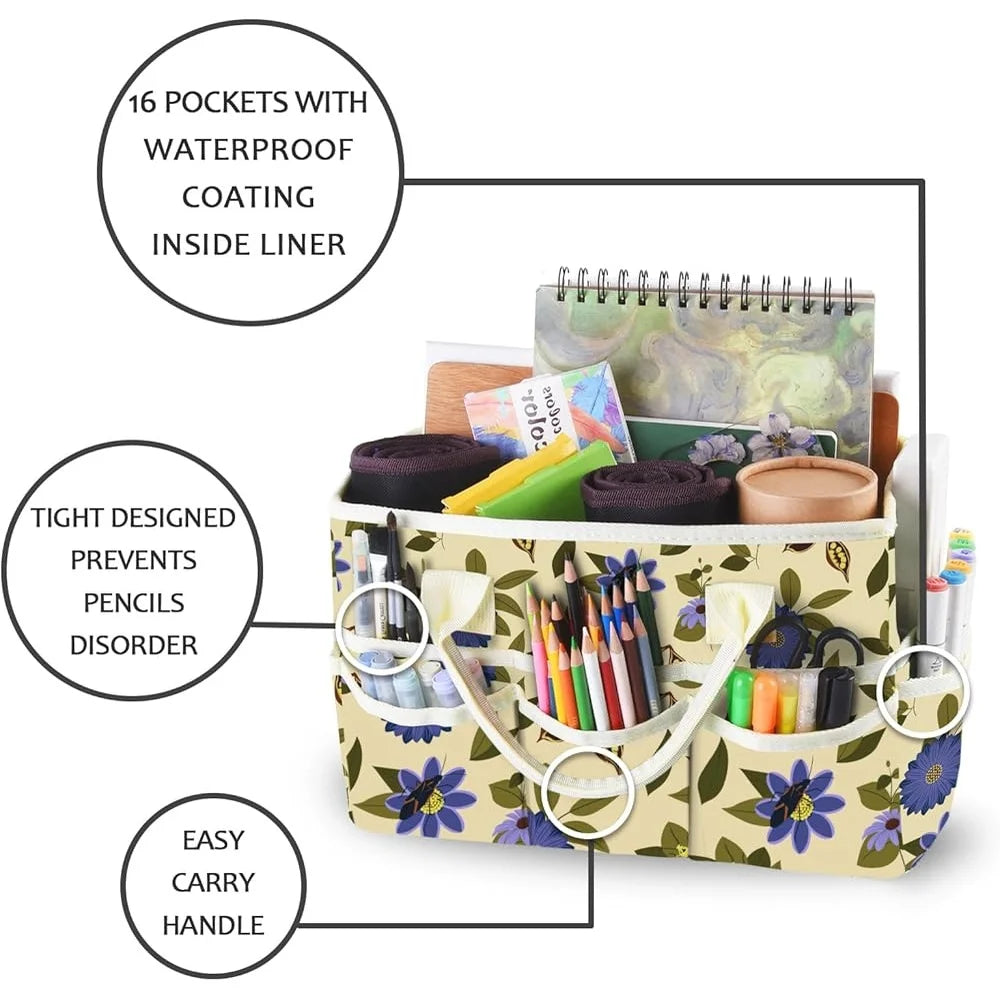 Large Craft Organizer Tote Bag With Multiple Pockets