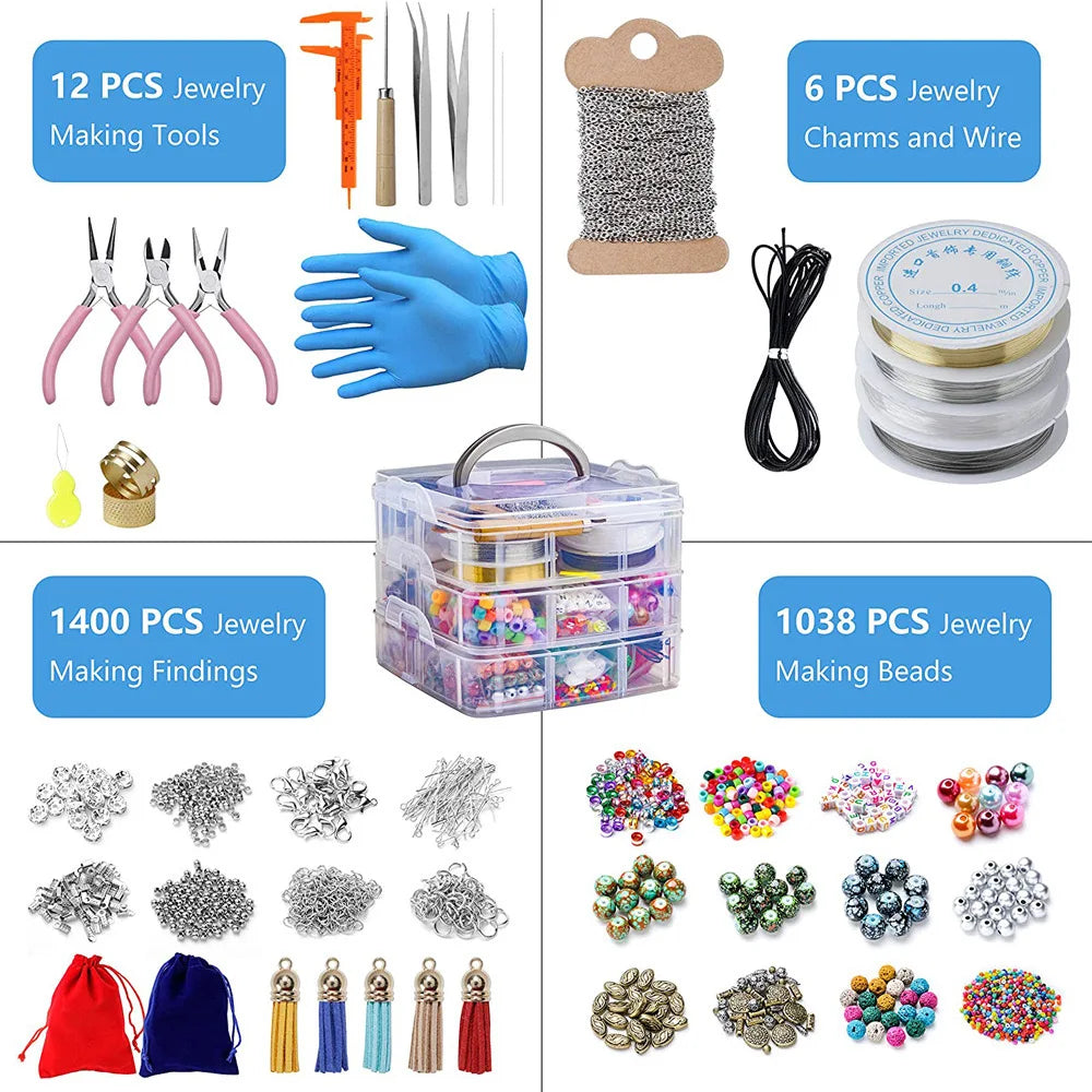 Deluxe Bead Jewelry Making Kit - 2456-Piece