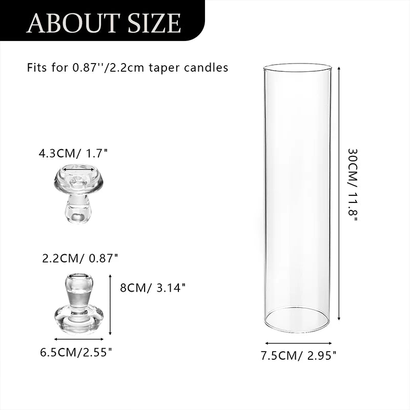 Clear Hurricane Glass Candlesticks Holders 11.8Inch 2Pieces
