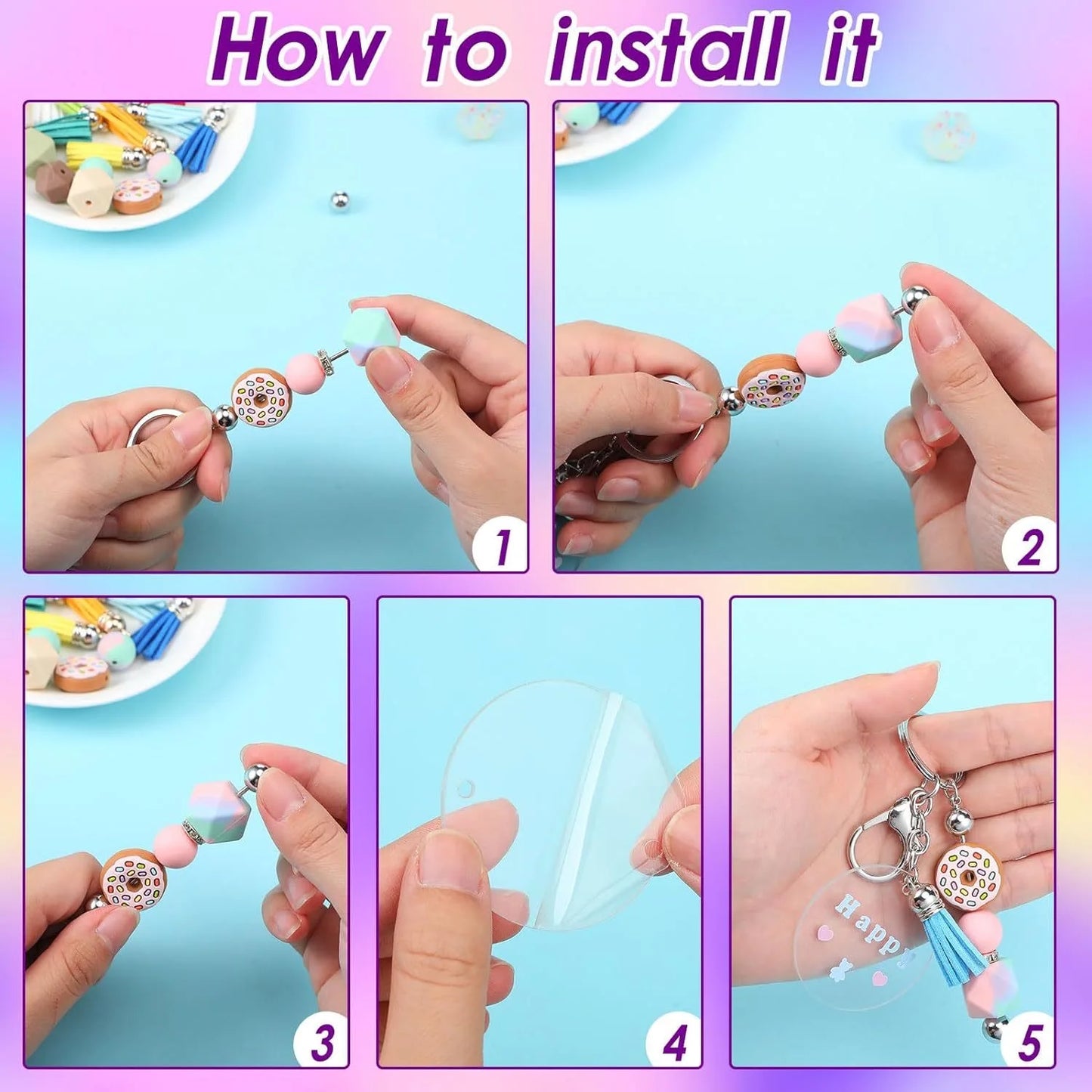 Beaded Keychain Bars Including Tassels For Jewelry