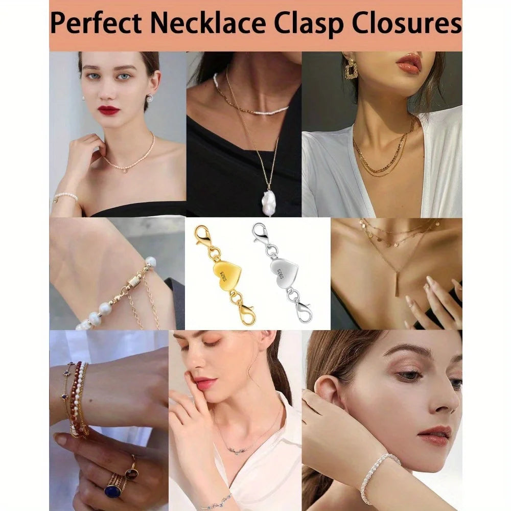 Magnetic Necklace Clasps and Closures Heart-Shaped