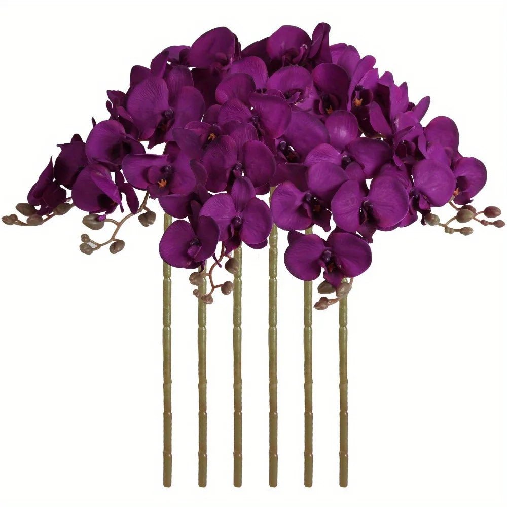 Orchids Artificial Flowers 6Piece Velvet 38 Inch