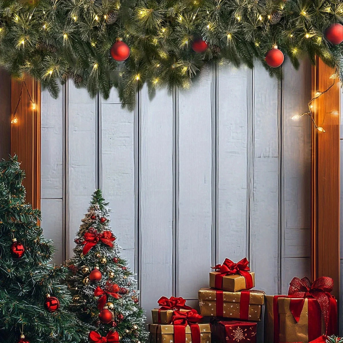 Pre-Lit Greenery Pine Cone Flocking Garland -1Piece