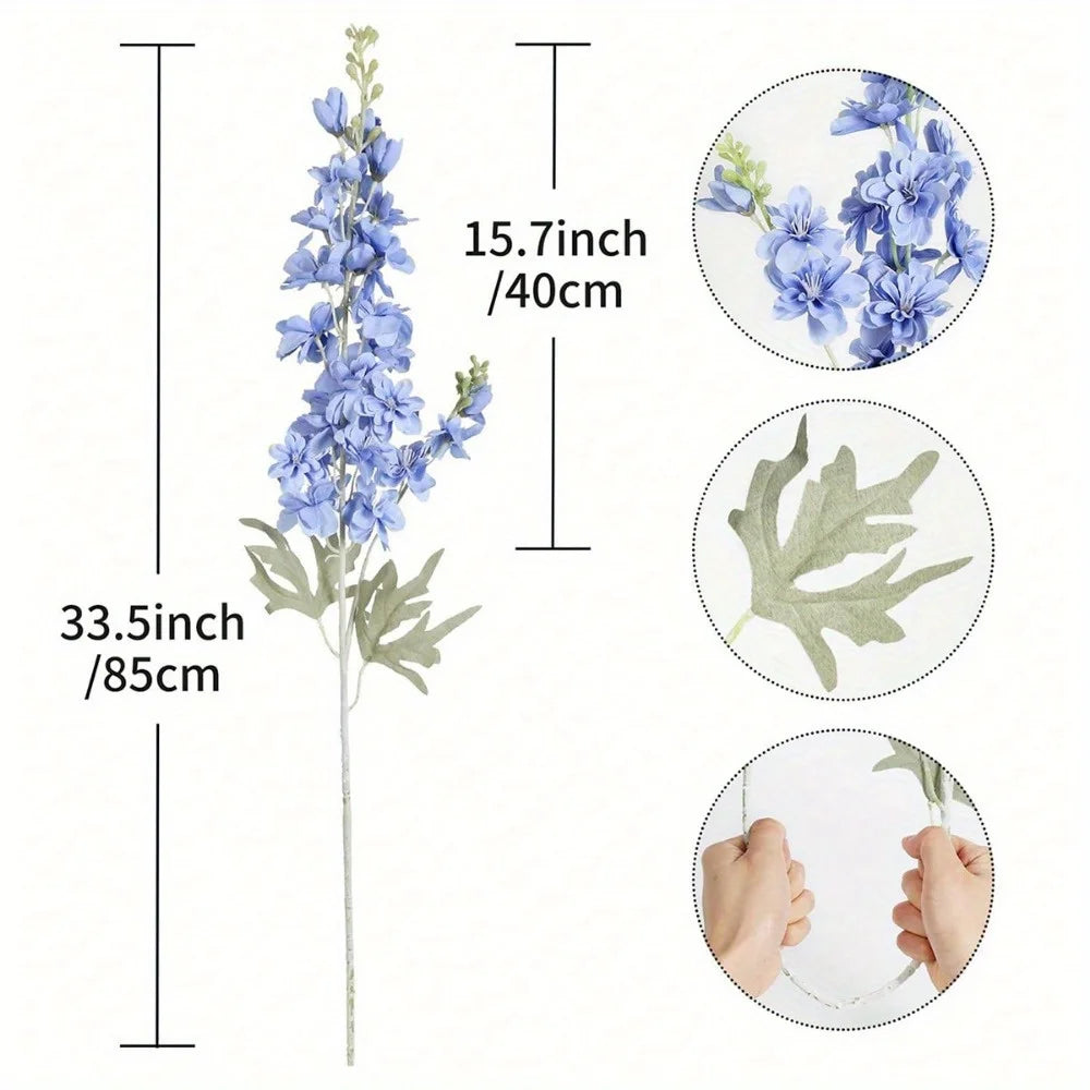 Delphinium Silk Flowers 33.5in Long Stem 6Pieces