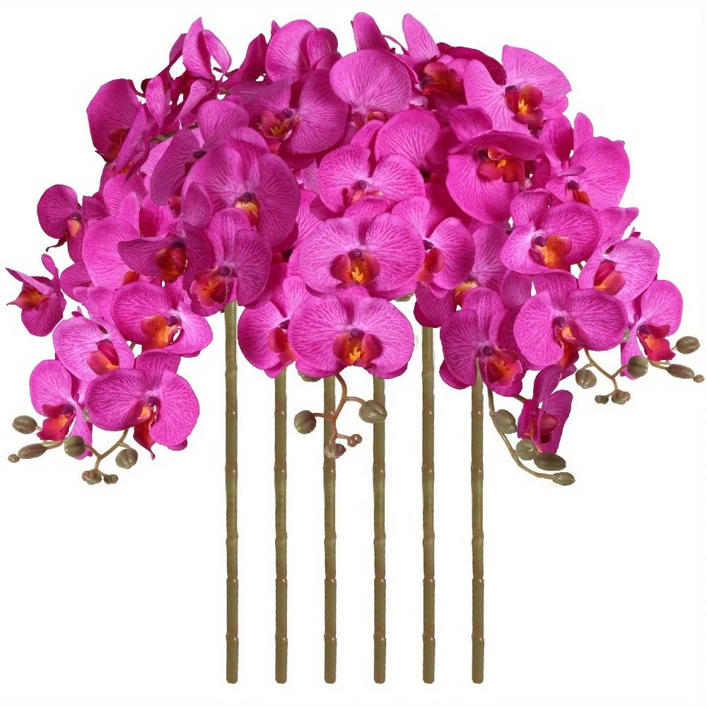 Orchids Artificial Flowers 6Piece Velvet 38 Inch
