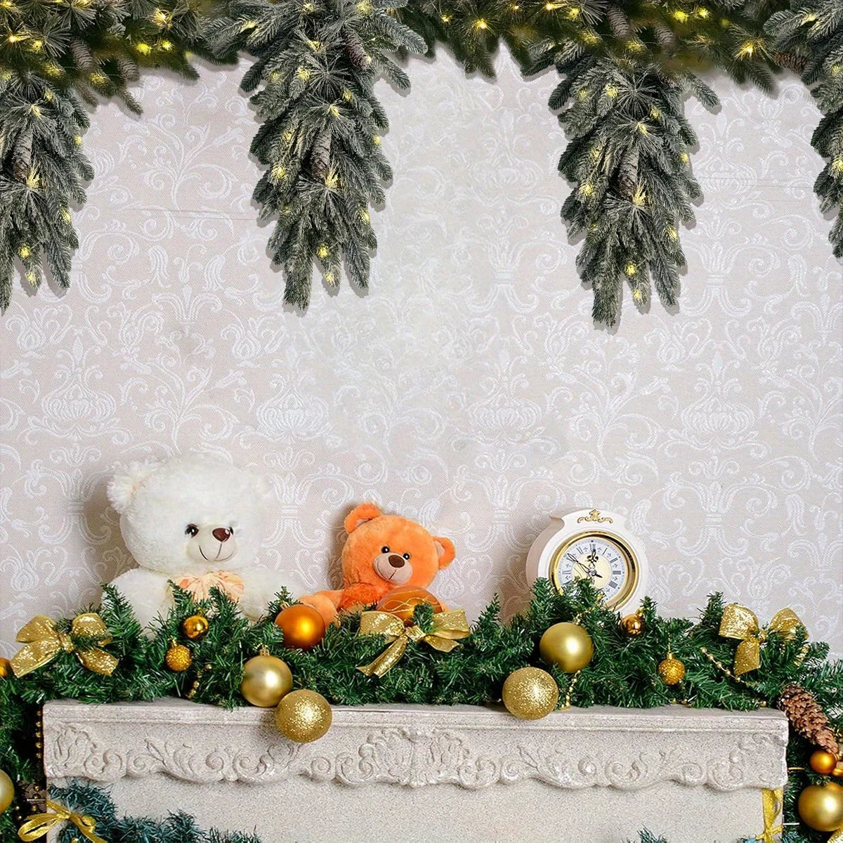 Pre-Lit Greenery Pine Cone Flocking Garland -1Piece