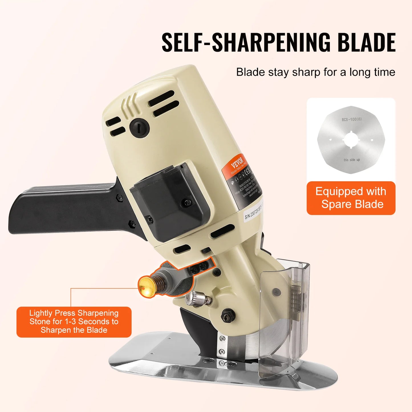 VEVOR Electric Rotary Fabric Cutting Machine