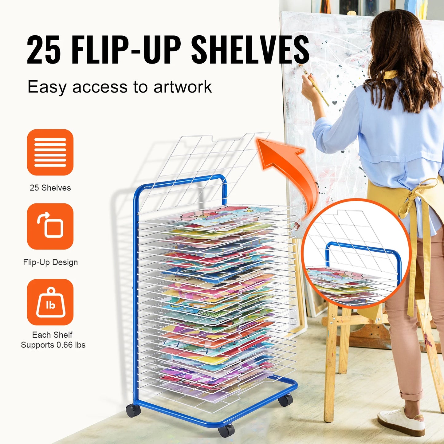 Art Drying Rack With Lockable Wheels