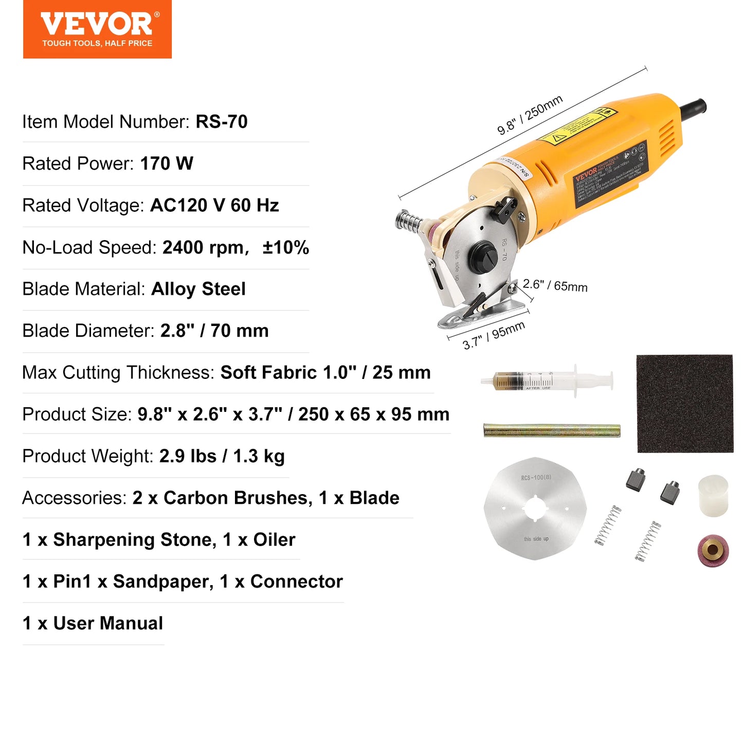 VEVOR Electric Rotary Fabric Cutting Machine