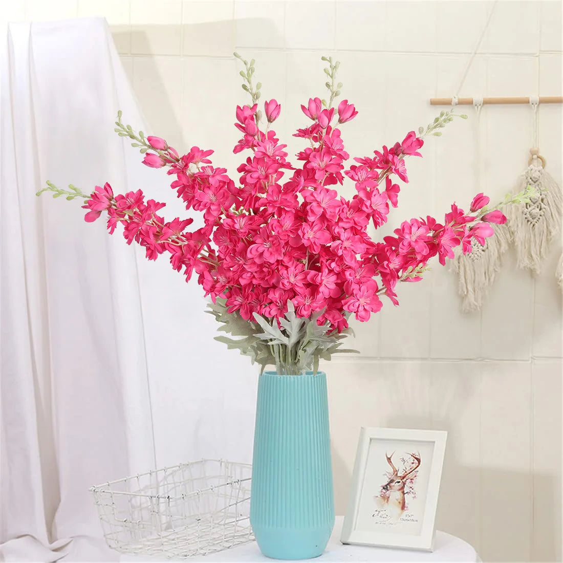 Delphinium Silk Flowers 33.5in Long Stem 6Pieces