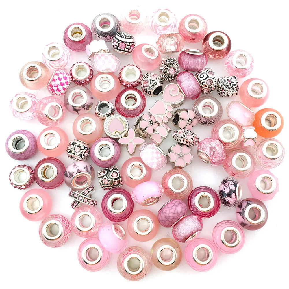 Assorted Large Hole Resin Beads 80 Pieces