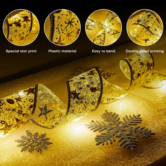 Wired Christmas Ribbon With Lights