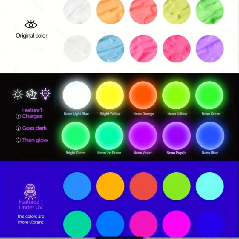 Glow In The Dark Paint 10Piece Set