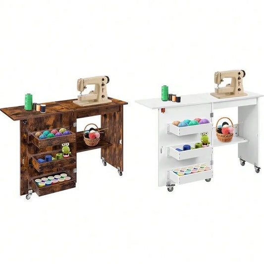Folding Sewing Machine Table on Wheels