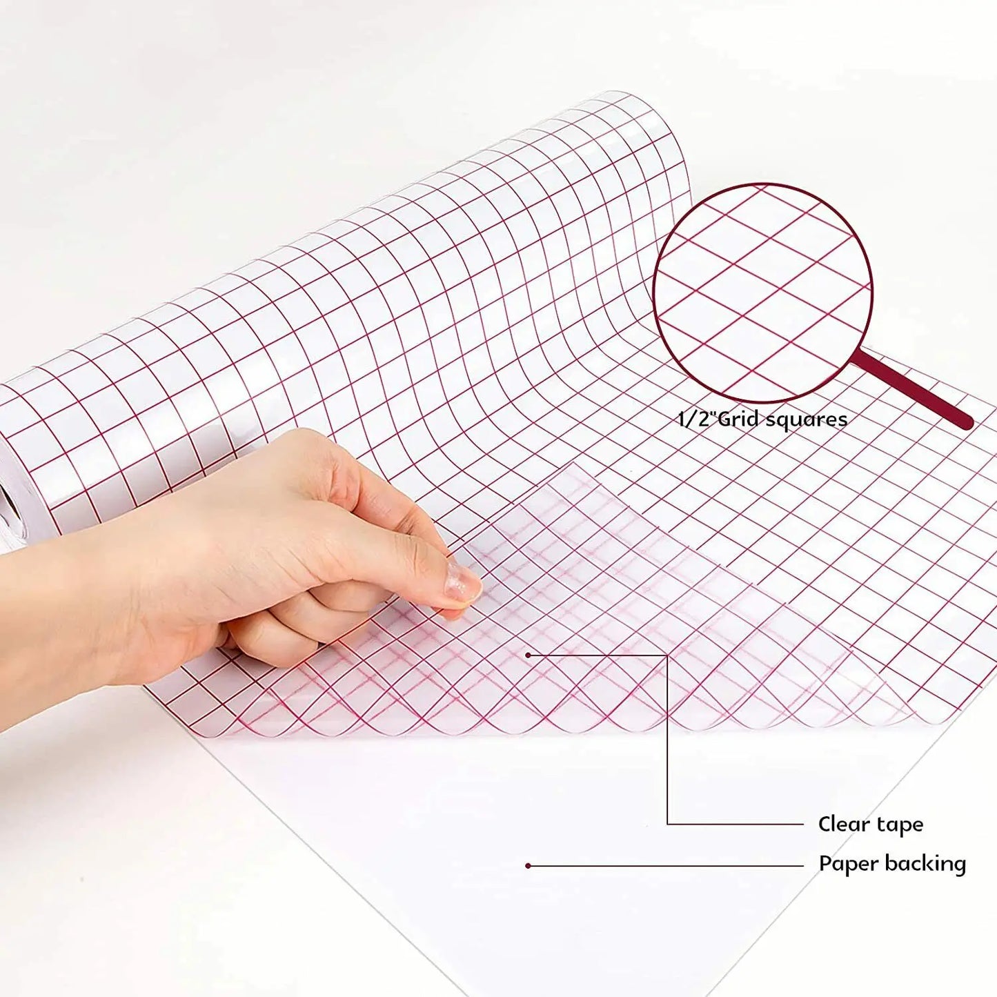 Transfer Tape Red Alignment Grid Paper for Cricut Craft