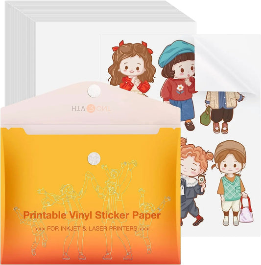 Printable Vinyl Sticker Paper For Inkjet Printer 8.5x11in Matte/Glossy