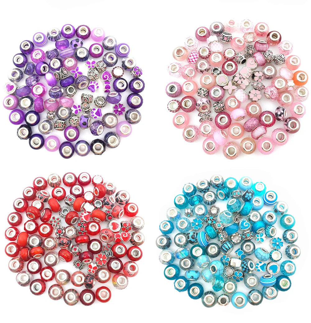 Assorted Large Hole Resin Beads 80 Pieces