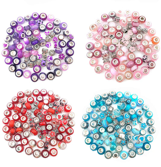 Assorted Large Hole Resin Beads 80 Pieces