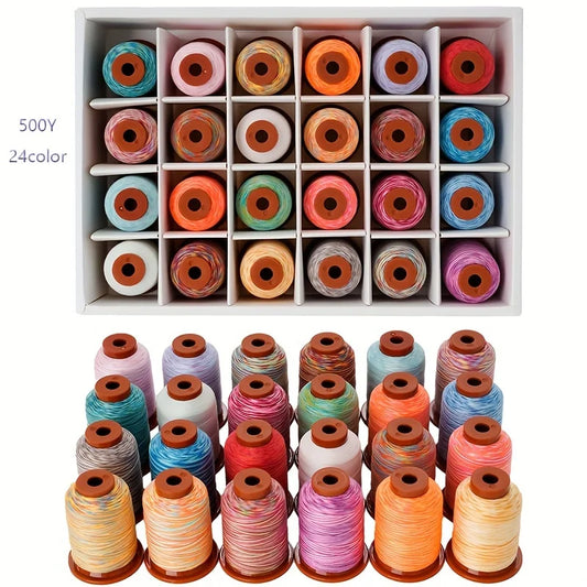 Rainbow Variegated Polyester Thread 24 Spools