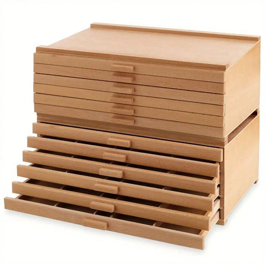 Wooden Storage Box for Art Tools 12-Drawer
