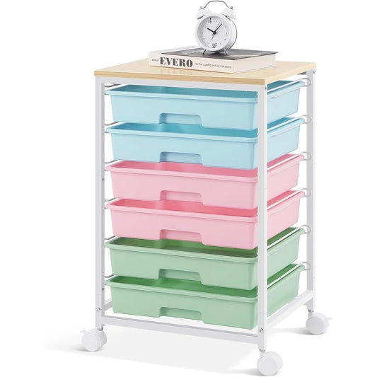 Rolling Storage Cart with 6 Drawers