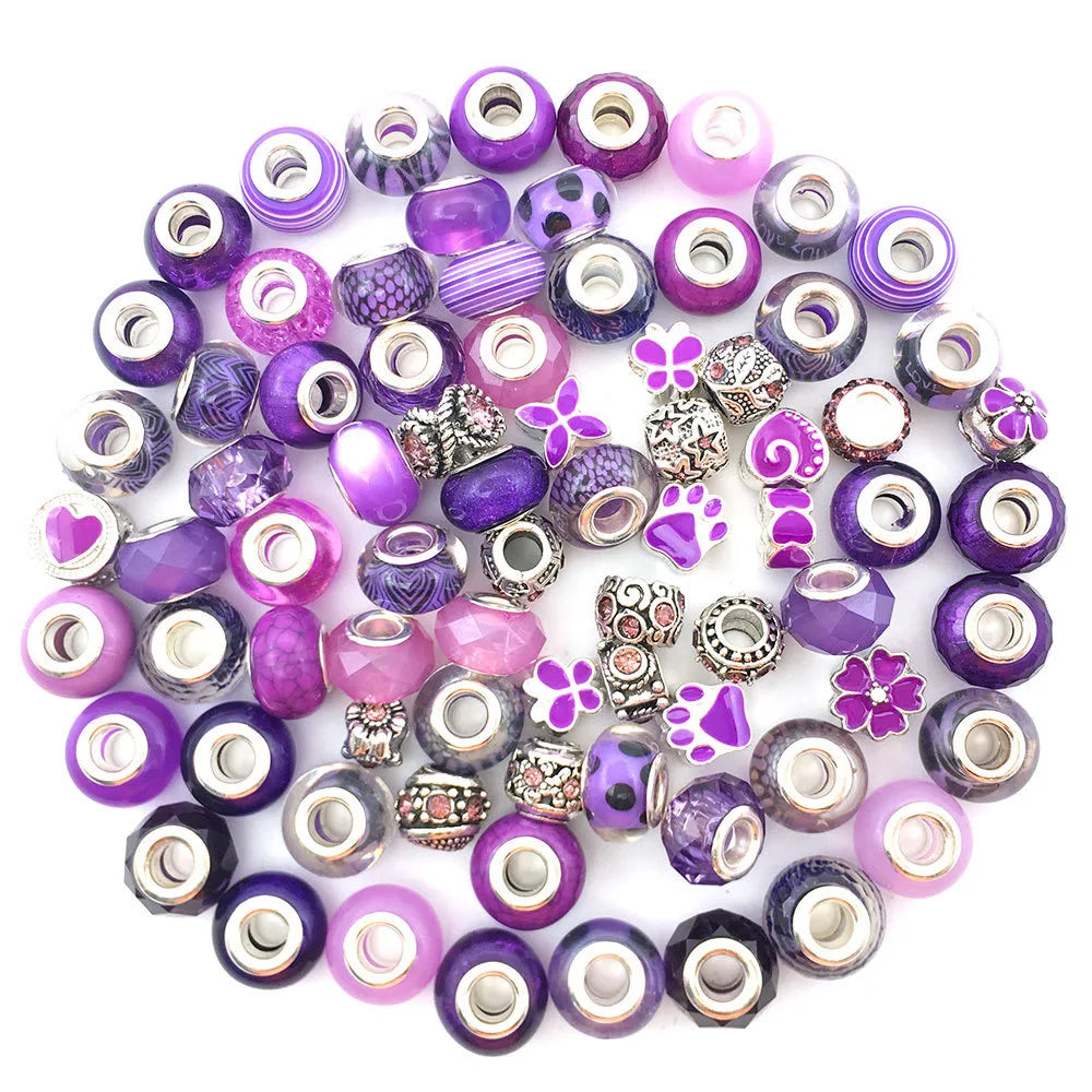 Assorted Large Hole Resin Beads 80 Pieces