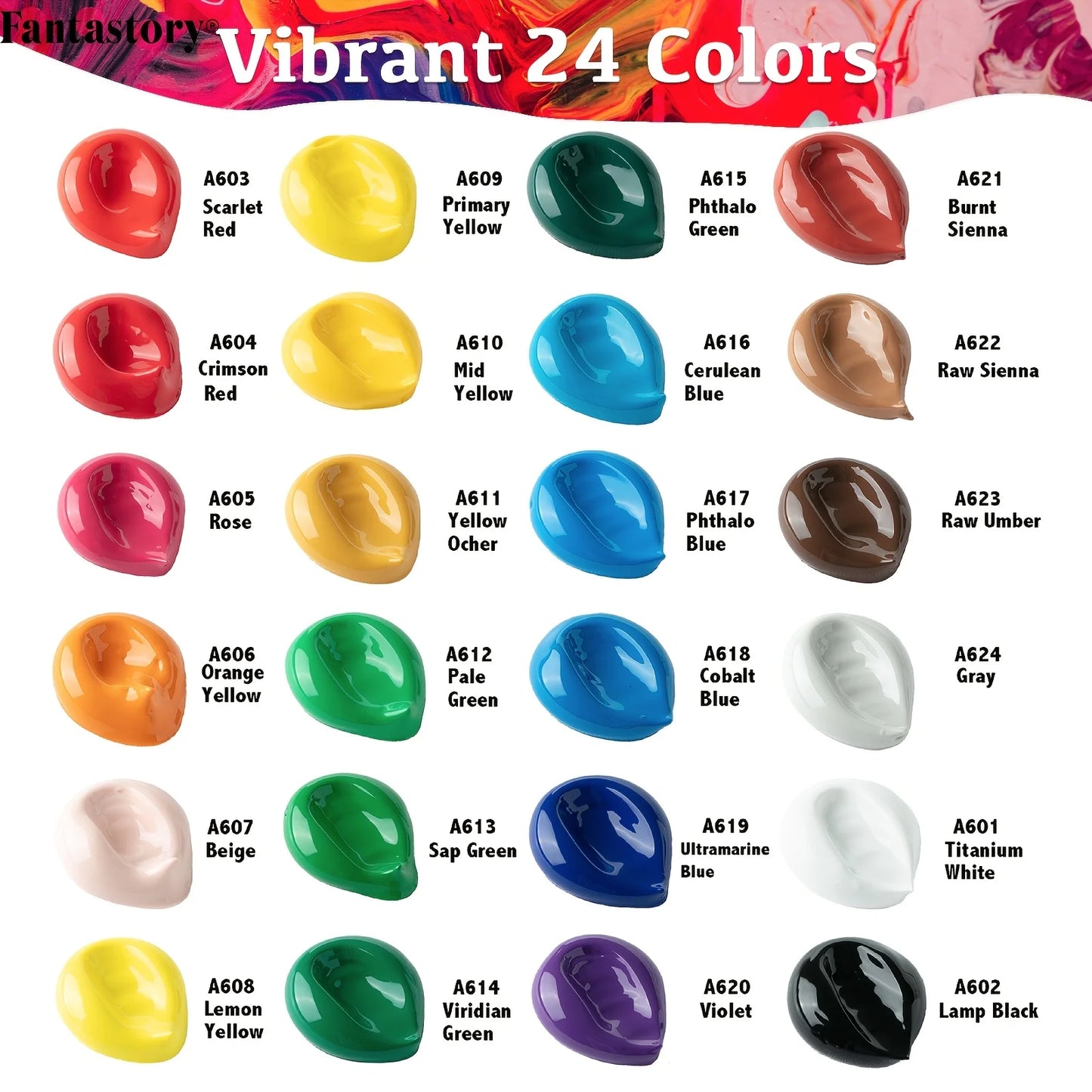 Professional Acrylic Paint Set With 12 Brushes