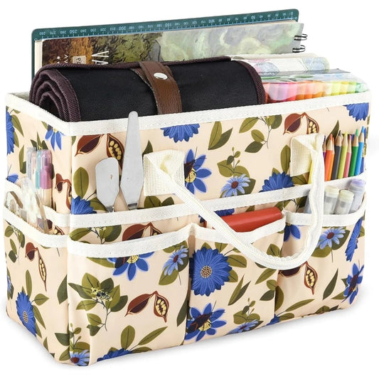 Large Craft Organizer Tote Bag With Multiple Pockets