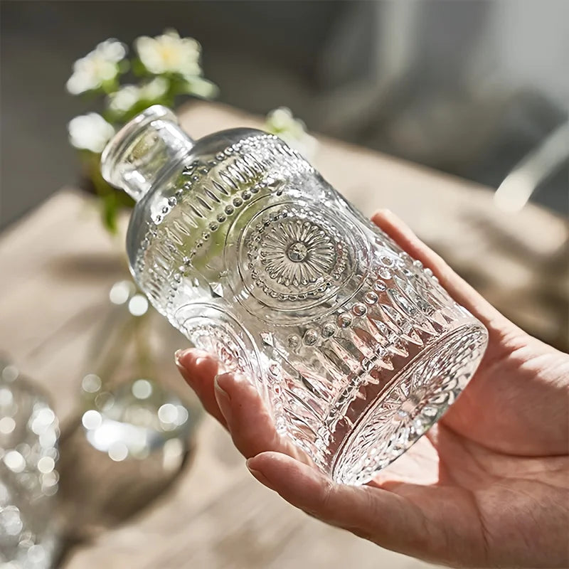 Vintage Glass Bottles Clear 12 Pack