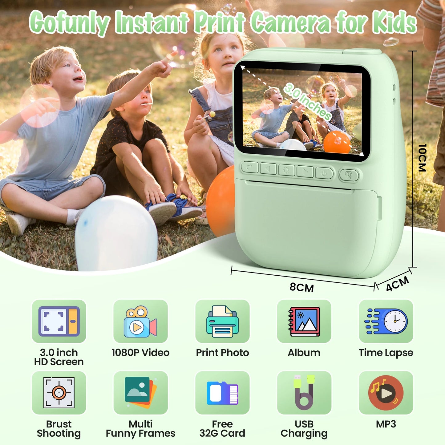 Gofunly Kids Mini Digital Instant Print Camera