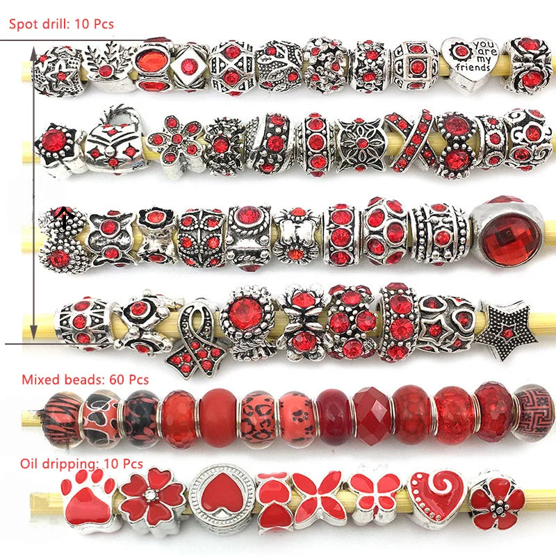 Assorted Large Hole Resin Beads 80 Pieces