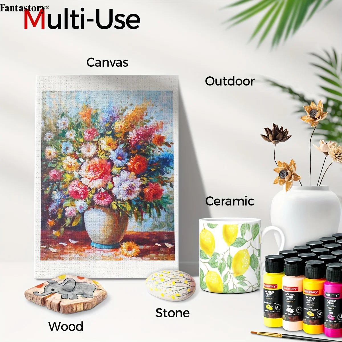 Professional Acrylic Paint Set With 12 Brushes