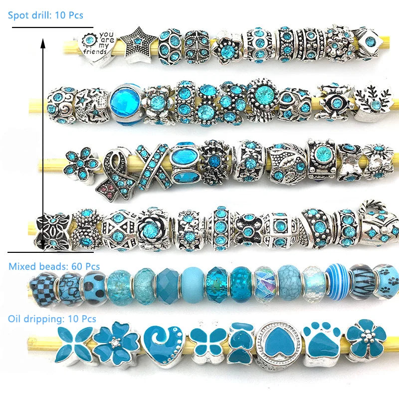 Assorted Large Hole Resin Beads 80 Pieces