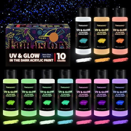 Glow In The Dark Paint 10Piece Set